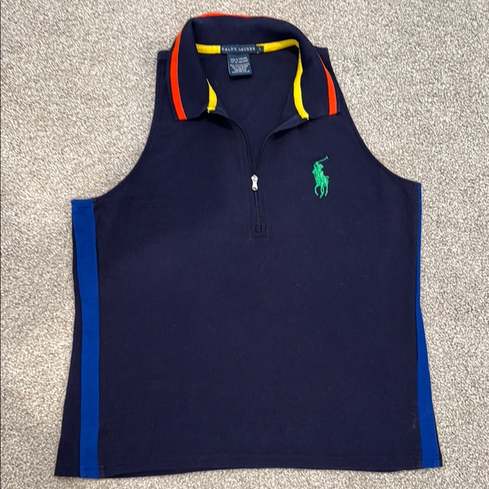 Ralph Lauren Blue and Red Sweater with Iconic Logo